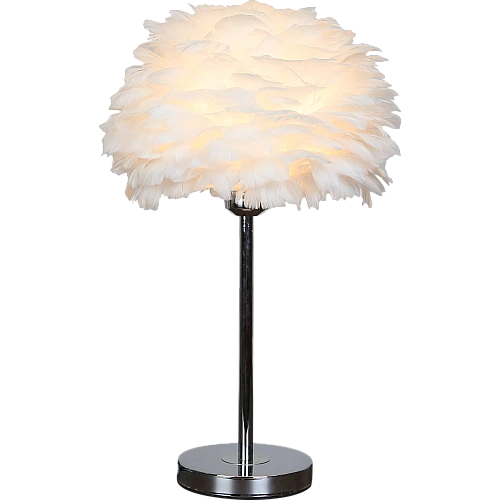  منتج ابجورة مصباح طاولة إضاءة ساحرة ومريحه شكل ريشي ولون فضي فخم E27-T/B4832/CH