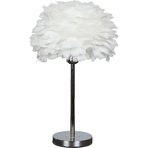  منتج ابجورة مصباح طاولة إضاءة ساحرة ومريحه شكل ريشي ولون فضي فخم E27-T/B4832/CH