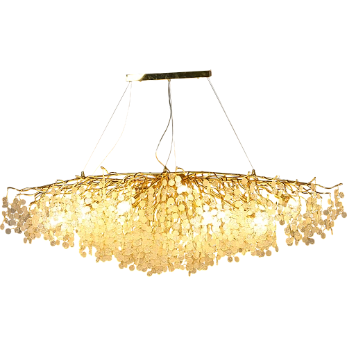 نجف مودرن ذهبي مع شفاف مع ابيض E14*16 لمبة 160 سم