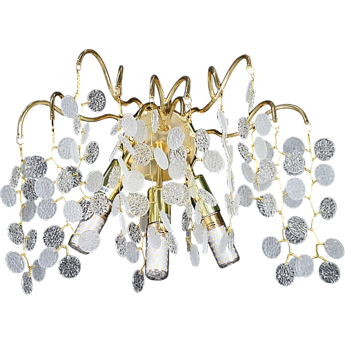 ابليك حائط جداري مودرن ذهبي مع شفاف مع ابيض E14*3 لمبة