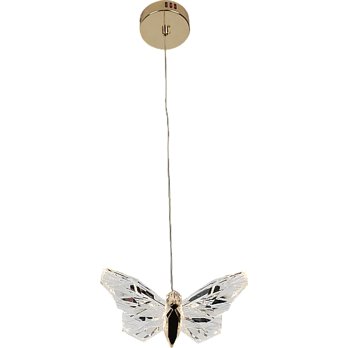 إنارة معلقة مودرن ذهبي شفاف اشراقة متعددة الألوان ( شمسي + اصفر + ابيض ) بتصميم فراشة حديث وجميل مفرد