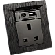 فيش ثلاثي مع منفذ يو اس بي USB مع تايب سي TYPE-C لون اسود حجري توفل فيش ثلاثي مع منفذ يو اس بي USB مع تايب سي TYPE-C لون اسود حجري توفل