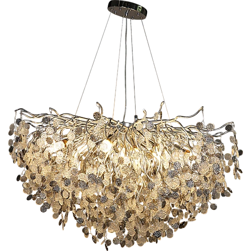 نجف مودرن فضي مع شفاف مع رماديE14*15 لمبة مقاس 100 سم