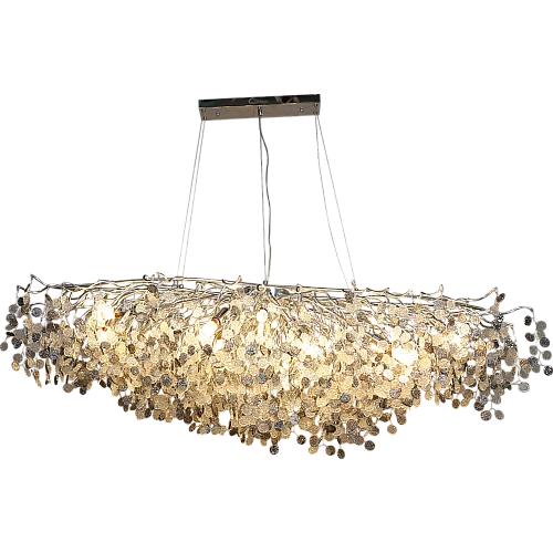 نجف مودرن مقاس 160 سم فضي مع شفاف مع رمادي E14*16 لمبة