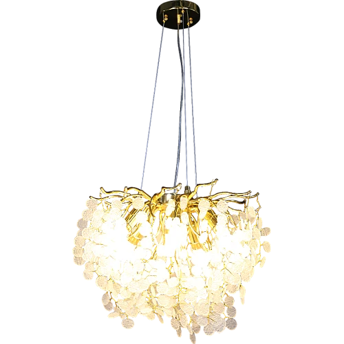 نجف مودرن ذهبي مع شفاف مع ابيض E14*6 لمبة قطر 45 سم