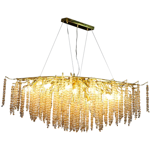  صورة منتج نجف مودرن 1200 ذهبي مع شفاف مع عسلي E14*16 لمبة موديل HA/C5316/160GD+CL+TE