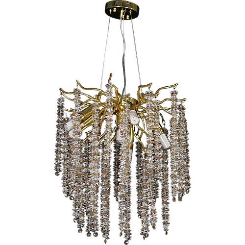 نجف مودرن شكل ذهبي شفاف عسلي تصميم راقي وفاخر E14*6 لمبة