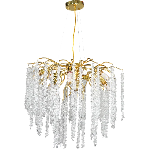 نجف مودرن شكل ذهبي مع شفاف تصميم حديث وأنيق E14*10 لمبة. مقاس 60 سم