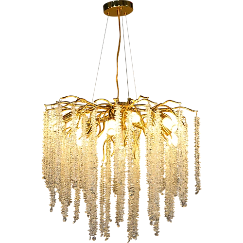 نجف مودرن شكل ذهبي مع شفاف تصميم حديث وأنيق E14*10 لمبة. مقاس 60 سم