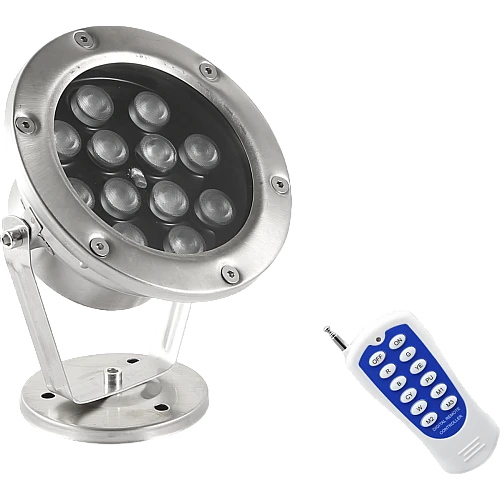 كشاف شلال ملون مع ريموت 12 عدسات قاعدة معيار مقاومة للعوامل الخارجية IP68 (يحتاج الى إضافة محول كهربائي خارجي) 12 واط