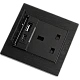 فيش ثلاثي مع منفذ يو اس بي USB مع تايب سي TYPE-C لون اسود حجري توفل