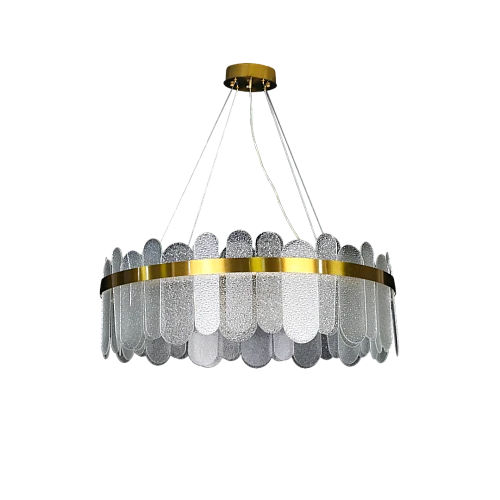 نجف مودرن شكل ذهبي متعددة الألوان ( كريمي + اصفر + ابيض ) تصميم راقي وهادئ قطر 80 سم