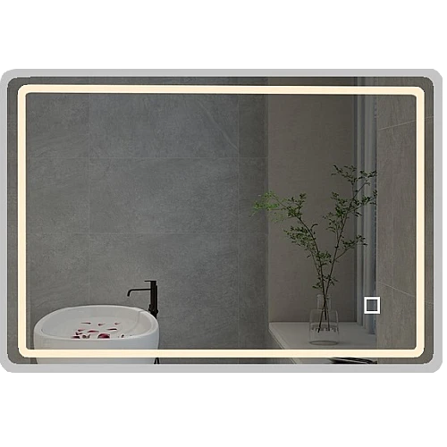 مراية مستطيل 80*60 فريم المنيوم سلفر ليد 3 اضاءات (تُضاف رسوم الأوزان الثقيلة) + (هذا المنتج متاح داخل مدينة جدة فقط)