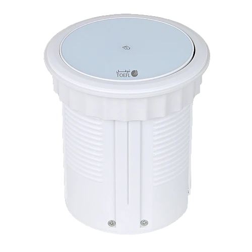 صورة فيش جداري فيش مكتبي ثلاثي دفن مع USB يو اس بي و TYBE-C تايب سي مع شحن لاسلكي غطاء ابيض توفل