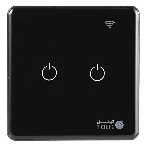 مفتاح الذكي ثنائي غطاء اسود تحكم عن بعد Wifi سهل الاستخدام يعمل باللمس تحكم بالجوال متوافق مع اليكسا وجوجل هوم توفل