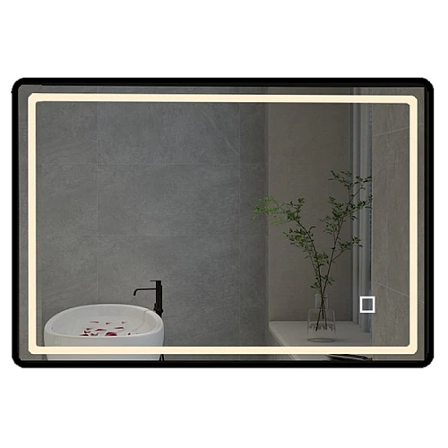 مراية مستطيل 80*60 فريم المنيوم اسود ليد 3 اضاءات (تُضاف رسوم الأوزان الثقيلة) + (هذا المنتج متاح داخل مدينة جدة فقط)