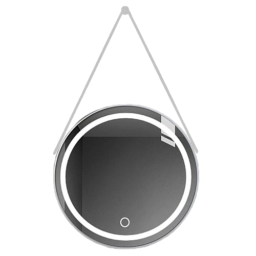 مراية دائري تعليق 80*80 فريم المنيوم سلفر ليد 3 اضاءات (هذا المنتج متاح داخل مدينة جدة فقط)