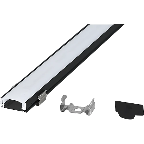 بروفايل ليد مجرى المينيوم اسود ظاهر طول اسود 3 متر * 1.7 سم عرض في ارتفاع 0.9 سم