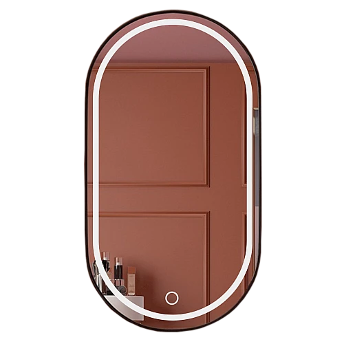 مراية بيضاوي 45*90 فريم المنيوم اسود ليد 3 اضاءات (تُضاف رسوم الأوزان الثقيلة) + (هذا المنتج متاح داخل مدينة جدة فقط)