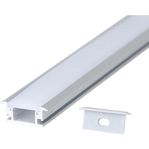 بروفايل ليد مجرى المينيوم فضي دفن طول أرضي 3 متر * 2.1 سم عرض في ارتفاع 1. 1 سم