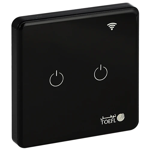 مفتاح الذكي ثنائي غطاء اسود تحكم عن بعد Wifi سهل الاستخدام يعمل باللمس تحكم بالجوال متوافق مع اليكسا وجوجل هوم توفل