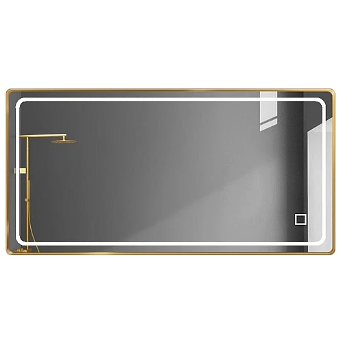 مراية مستطيل 120*70 فريم المنيوم ذهبي ليد 3 اضاءات (تُضاف رسوم الأوزان الثقيلة) + (هذا المنتج متاح داخل مدينة جدة فقط)