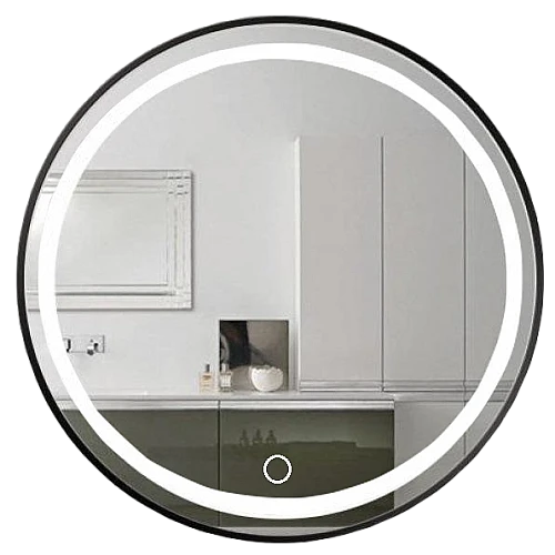 مراية دائري 60*60 فريم المنيوم اسود ليد 3 اضاءات (تُضاف رسوم الأوزان الثقيلة) + (هذا المنتج متاح داخل مدينة جدة فقط)