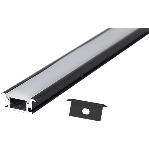 بروفايل ليد مجرى المينيوم اسود اسود دفن طول أرضي 3 متر * 2.1 سم عرض في ارتفاع 1. 1 سم