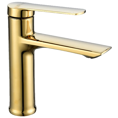 خلاط مغسلة قصير ذهبي مطفي مع ليات