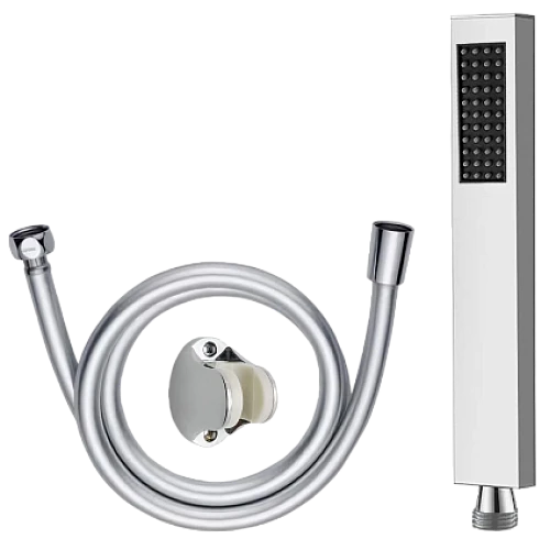 سماعة مع هوز ستانلس ستيل مربع كروم