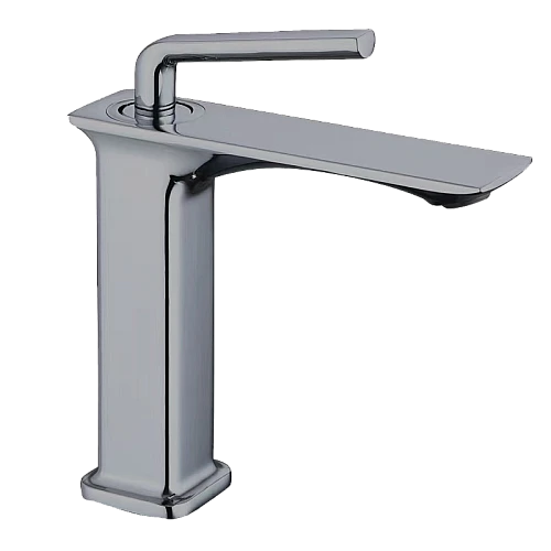 خلاط مغسلة قصير مربع راس مدور رمادي مع ليات