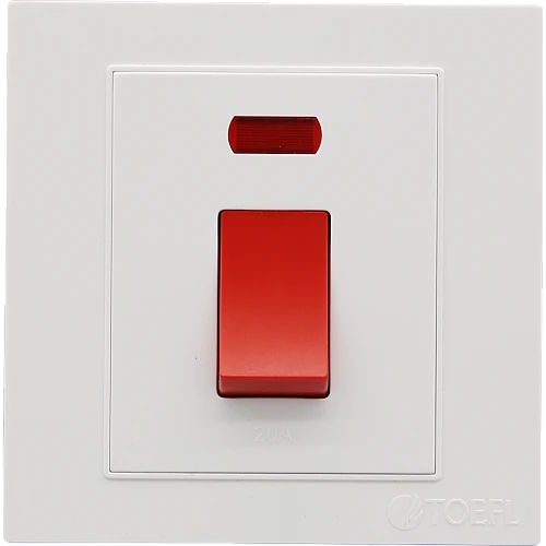 مفتاح مكيف مربع 45 امبير طقة حمراء لون ابيض ساده توفل