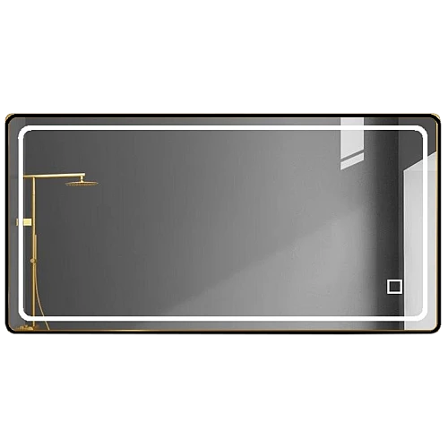 مراية مستطيل 120*70 فريم المنيوم اسود ليد 3 اضاءات (تُضاف رسوم الأوزان الثقيلة) + (هذا المنتج متاح داخل مدينة جدة فقط)