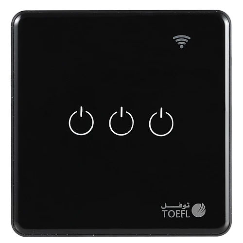 مفتاح ثلاثي غطاء اسود ذكي تحكم عن بعد Wifi سهل الاستخدام يعمل باللمس تحكم بالجوال متوافق مع اليكسا وجوجل هوم توفل