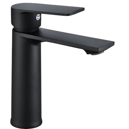 خلاط مغسلة قصير اسود مع ليات