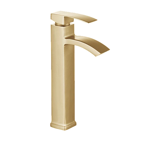 خلاط مغسلة طويل شلال ذهبي مطفي مع ليات