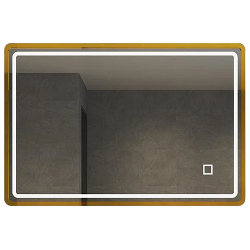 مراية مستطيل 80*60 فريم المنيوم ذهبي ليد 3 اضاءات (تُضاف رسوم الأوزان الثقيلة) + (هذا المنتج متاح داخل مدينة جدة فقط)