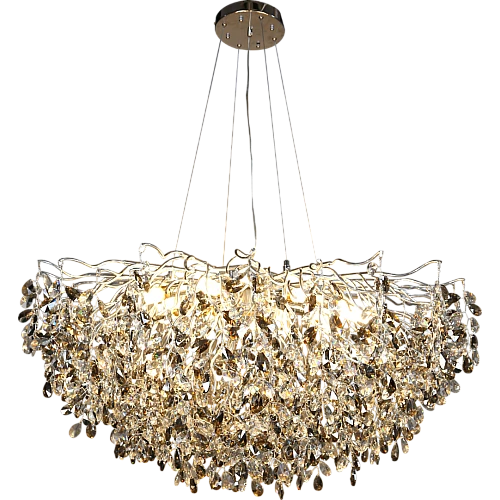 نجف مودرن قطر 100 فضي مع رمادي مع شفاف E14*15L سم