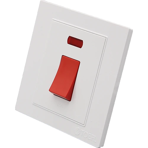 مفتاح مكيف مربع 45 امبير طقة حمراء لون ابيض ساده توفل