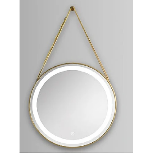 مراية دائري تعليق 60*60 فريم المنيوم ذهبي ليد 3 اضاءات (هذا المنتج متاح داخل مدينة جدة فقط)