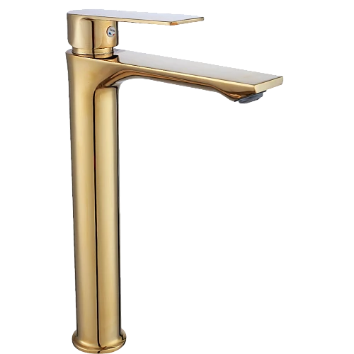 خلاط مغسلة طويل ذهبي مطفي مع ليات