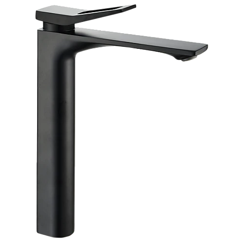 خلاط مغسلة طويل مربع بفتحه في المقبض اسود مع ليات