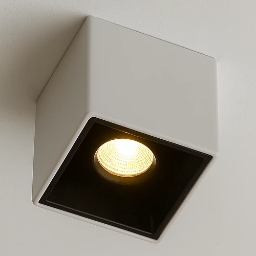  صورة منتج جرم سلندر ابيض مع اسود مربع مانع للتوهج مقاس mm 98*140 لمبة GU10 موديل HU2303SQ/1WH