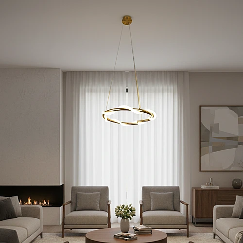 نجف مودرن زيتي لون الانارة اصفر 36 واط قطر 40 سم