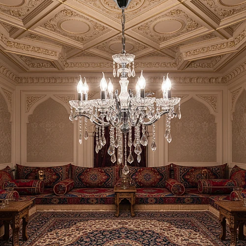 نجف مودرن شمعدان فضي مع شفاف E14*8