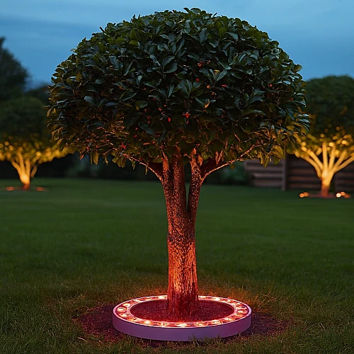 كشاف خارجي شجر دائري قطعتين لون الانارة احمر قطر من الداخل 16 سم و اجمالي القطر 24 سم