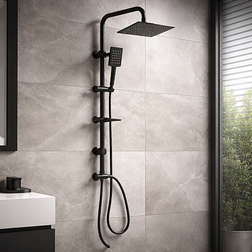 مساطر مع سماعة مربع ستانلس ستيل 201 اسود