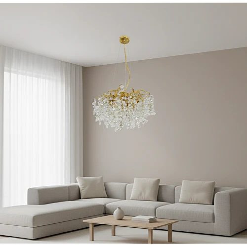 نجف قروش مودرن ذهبي + شفاف E14*10 مقاس 600 ملم