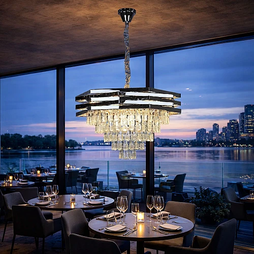 نجف علاقي كريستال فضي E14*9L مقاس 60 سم