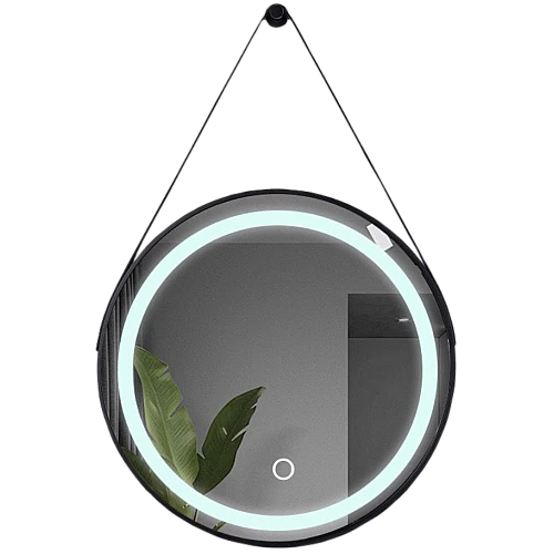 مراية دائري تعليق 80*80 فريم المنيوم اسود ليد 3 اضاءات (هذا المنتج متاح داخل مدينة جدة فقط)